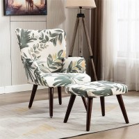 Lounge Chair TV Chair Bedroom Chair with Ottoman for Indoor Home and Living Room style1 Green+Pattern