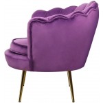 Magshion Modern Scalloped Back Accent Velvet Upholstered Armchair with Golden Legs & Soft Pillow for Living Room Comfy Vanity Chair,Tufted Guest ChairPurple