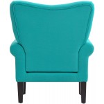 Merax Modern Upholstered Accent Chair Armchair for Bedroom Living Room or Office Linen Including Thick Cushion and Wooden Legs Teal