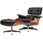 Mid Century Lounge Chair and Ottoman Modern Chair Classic Design Top Grain Black Leather Palisander Wood Heavy Duty Base Support for Living Room Study Lounge Office Tall Style7