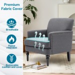 Modern Accent Chair Upholstered Sofa VredHom Single Sofa Couch Fabric Chair with Wood Legs & Flame Retardant Fabric Padded Rivet Club Chair Armchair for Living Room Bedroom Reception Room