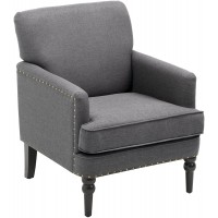 Modern Accent Chair Upholstered Sofa VredHom Single Sofa Couch Fabric Chair with Wood Legs & Flame Retardant Fabric Padded Rivet Club Chair Armchair for Living Room Bedroom Reception Room