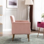 Modern Velvet Accent Chair Living Room Bedroom Leisure Single Sofa Chair with Gold Metal feet TV armrest seat Suitable for Small Space Home Office Coffee Chair Pink