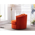 Olela Swivel Accent Chair Velvet Barrel Reading Chair Modern Round Bucket Arm Chair for Living Room Bedroom Orange