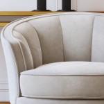 Polib 29.5” Wide Modern Barrel Chair Comfy Velvet Leisure Accent Chair Upholstered Armchair Vanity Chair for Bedroom Living Room Meeting Room Beige