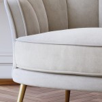 Polib 29.5” Wide Modern Barrel Chair Comfy Velvet Leisure Accent Chair Upholstered Armchair Vanity Chair for Bedroom Living Room Meeting Room Beige