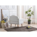 PU Leather Accent Chair Modern Single Sofa Chair for Living Room and Bedroom Upholstered Lounge Armchair Chair with Solid Tapered Metal Legs White