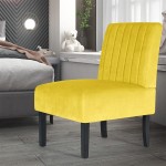 STHOUYN Modern Velvet Armless Accent Chair Decorative Slipper Chair Vanity Chair for Bedroom Desk Corner Side Chair Living Room Furniture Yellow