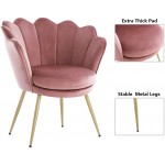 Velvet Accent Chair for Living Room Bed Room Guest Chair Vanity Dinning Room Chair Upholstered Mid Century Modern Leisure Arm Chair with Gold Metal Legs 1 Pink