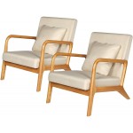 WACASA Mid-Century Modern Accent Chair,Fabric Lounge Boho Side Chair for Living Room Bedroom Reading Armchair Set of 2,Beige