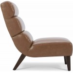 Watson & Whitely Modern Accent Chair Armless Lounge Chair for Living Room and Bedroom Faux Leather upholstered Chair with Solid Wooden Legs Saddle Brown