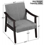 Yaheetech Mid-Century Accent Chair Retro Fabric Armchair Modern Side Chair with Wooden Frame Legs & Cushions for Living Room Bedroom Reading 2pcs Dark Gray