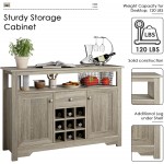 Buffet Cabinet with Storage Wine Bar Cabinet with 9-Bottle Wine Rack and Dawer Dining Room Buffets Wood Console Table Cupboard Table for Kitchen Dining Living Room Natural Wood