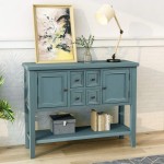 Buffet Table Cambridge Series Sideboard Table with Bottom Shelf Console Table Dining Room Server Entry Table Buffet Cabinet Sofa Table Dark Blue