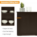 Costzon Kitchen Sideboard Antique Stackable Storage Cabinet with Adjustable Shelf Wooden Cupboard Server Buffet Console Table for Home Living Room Espresso Sideboard with Sliding Door