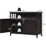 Costzon Kitchen Sideboard Storage Cabinet Wooden Server Buffet Mid Century Modern Sideboard Free Standing Narrow Storage Cupboard with 2-Level Open Adjustable Shelf for Home Living Room Espresso