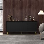 FAMAPY Sideboards and Buffets with Pop-Up Storage Buffet Sideboard Storage Cabinet Credenza Coffee Bar Cabinet Black 67.6”W x 15.8”D x 29.9”H