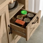 HOMCOM Farmhouse Storage Cabinet Sideboard Buffet Table Open Shelf 2 Drawers and Open Countertop Oak Finish