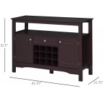 HOMCOM Modern Sideboard Wooden Kitchen Buffet Bar Storage Cabinet with Drawer and 12-Bottle Wine Rack for Living Room Espresso