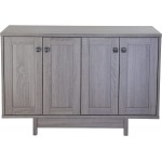 ICE ARMOR JET99600-2121 4-Door Sideboard with Two Storage Cabinets 47" W Credenza Dining Server Cupboard Buffet Table in Distressed Grey Finish