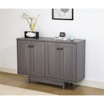 ICE ARMOR JET99600-2121 4-Door Sideboard with Two Storage Cabinets 47" W Credenza Dining Server Cupboard Buffet Table in Distressed Grey Finish