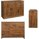 Sideboard Buffet Server Cabinet 43-Inch Storage Cabinet Console Stand with Drawers & Adjustable Shelves Dark Walnut