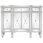 VINGLI Mirrored Credenza with Drawers and Doors Console Table Sideboards and Buffets Cabinet with Storage Media Table 47.64" L x 14.2" W x 35.83" H