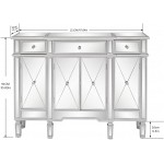 VINGLI Mirrored Credenza with Drawers and Doors Console Table Sideboards and Buffets Cabinet with Storage Media Table 47.64" L x 14.2" W x 35.83" H