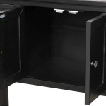 Wood Buffet 43’’ Console Table Storage Cabinet with Drawers & Open Shelf for Living Room Kitchen Dining Room Black
