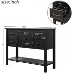 Wood Buffet 43’’ Console Table Storage Cabinet with Drawers & Open Shelf for Living Room Kitchen Dining Room Black