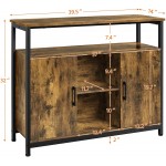 Yaheetech Sideboard Kitchen Buffet Table Storage Cabinet Console Table with Two Doors and Adjustable Shelves for Kitchen Dining Living Room Entryway Industrial Style Rustic Brown
