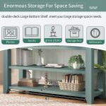 Zouron 48'' Kitchen Storage Sideboard Dining Buffet Server Cabinet Cupboard Free Standing Storage Chest with 3 Drawers Cabinets and 1 Open Shelf Modern Console Sofa Table for Living Room Green