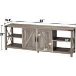 Amerlife 68" TV Stand Wood Metal TV Console Industrial Entertainment Center Farmhouse with Storage Cabinets and Shelves for TVs Up to 78" Rustic Gray Wash