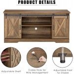 Amerlife TV Stand Sliding Barn Door Farmhouse Wood Entertainment Center Storage Cabinet Table Living Room with Adjustable Shelves for TVs Up to 65" Reclaimed Barnwood