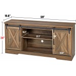 Amerlife TV Stand Sliding Barn Door Farmhouse Wood Entertainment Center Storage Cabinet Table Living Room with Adjustable Shelves for TVs Up to 65" Reclaimed Barnwood