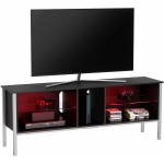 Bestier TV Stand for 70 inch TV Large Gaming Entertainment Center with LED Light for Living Room Modern TV Console with Glass Shelves Carbon Fiber