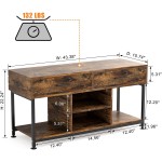 Cosimates Tv Stand for Tv Up to 50 Inch,Tv Entertainment Center with Drawers and Open Storage Compartment，Media Console for Living Room，Entertainment Room,Rustic Brown and Black