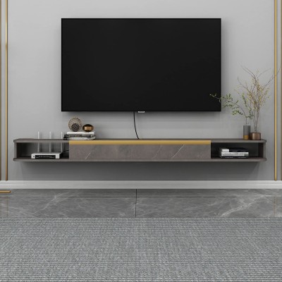 Floating TV Shelves,Wall-Mounted Floating TV Stand Entertainment Media Console Center Large Storage Cabinet for Living Room Bedroom 63 in Dark Gray
