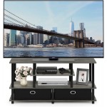 Furinno JAYA Large Stand for up to 55-Inch TV French Oak Grey Black