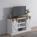 Holaki TV Stand Sliding Barn Door Farmhouse Wood Entertainment Center Console Table for TV Stand for 50 55 65 inch with Storage Cabinet,TV & Media Furniture for Living Room,Reclaimed Barnwood White