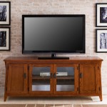 Leick Home 82560 Contemporary Canted Side Mission Oak 60" Four Door TV Console 60 Inch