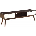 Maiduo Mid-Century Modern TV Stand TV Console with 2 Drawers and Open Compartment Entertainment Center for 65-Inch TV Black 59In x 16In x 19InH