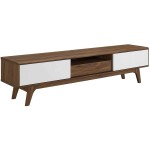 Modway Envision 70" Mid-Century Modern Low Profile Entertainment TV Stand in Walnut White