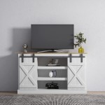 Rustic TV Stand up to 65 Inch Flat Screen Media Entertainment Center with Farmhouse Sliding Barn Door Wooden Storage Cabinet Console Table for Livingroom Bedroom