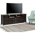 SIMPLIHOME Burlington SOLID WOOD Universal TV Media Stand 72 inch Wide Traditional Living Room Entertainment Center with Storage for Flat Screen TVs up to 80 inches in Mahogany Brown