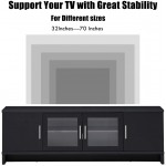 Tangkula Classical TV Stand for TVs up to 70 Inches Flat Screen Modern TV Cabinet w Cable Management Glass Doors & 3-Position Adjustable Shelf for Living Room Bedroom TV Console Table Black