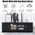 Tangkula Classical TV Stand for TVs up to 70 Inches Flat Screen Modern TV Cabinet w Cable Management Glass Doors & 3-Position Adjustable Shelf for Living Room Bedroom TV Console Table Black