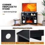 Tangkula Corner TV Stand for TVs up to 48 Inch Farmhouse Wood Entertainment Center Modern TV Console with 8 Shelves Adjustable Shelves Can be Replaced with 18" Electric Fireplace Not Included