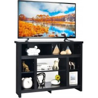 Tangkula Corner TV Stand for TVs up to 48 Inch Farmhouse Wood Entertainment Center Modern TV Console with 8 Shelves Adjustable Shelves Can be Replaced with 18" Electric Fireplace Not Included
