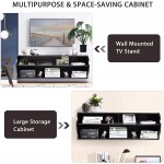 Tangkula Wall Mounted Media Console Floating TV Stand Cabinet 2 Tier Modern Wall Mount TV Component Shelf for Home Living Room Office Wall Mounted Audio Video Shelf Coffee